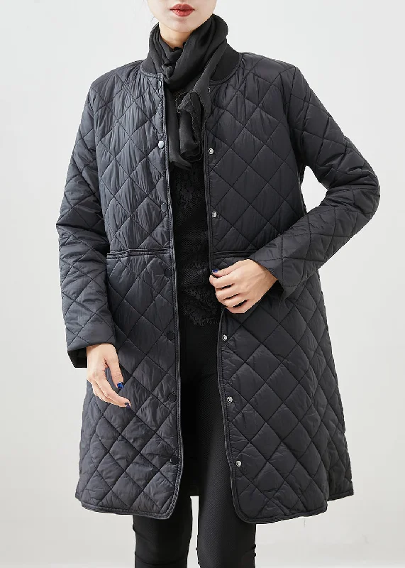 women's winter coat -Organic Black Slim Fit Thick Fine Cotton Filled Parka Winter