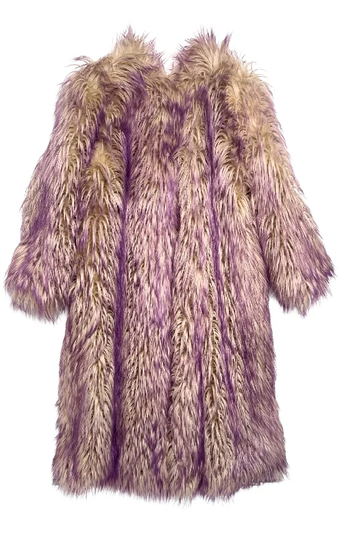 casual oversized shacket for women -Faux Fur Coat with Contrast Colored Tips