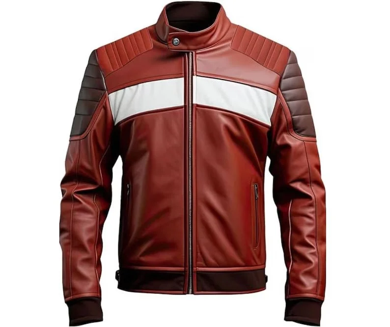 warm padded coat for women -Real Leather Motorcycle Racing Jackets