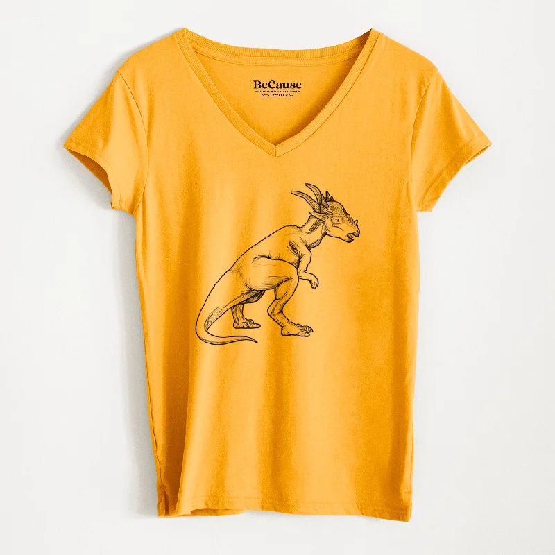 ladies' chiffon short sleeve blouse -Stygimoloch - Women's 100% Recycled V-neck