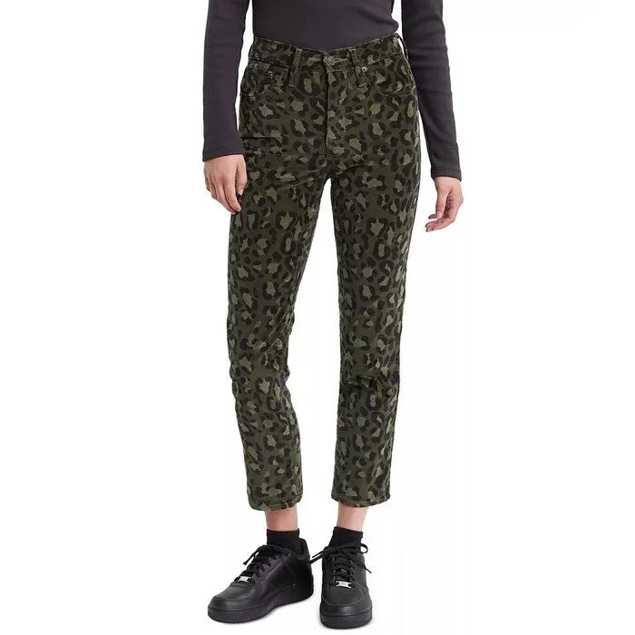 women's rolled hem cuff jeans -Levi's Women's Limited 724 Printed Cropped Straight-Leg Jeans Green Size 30