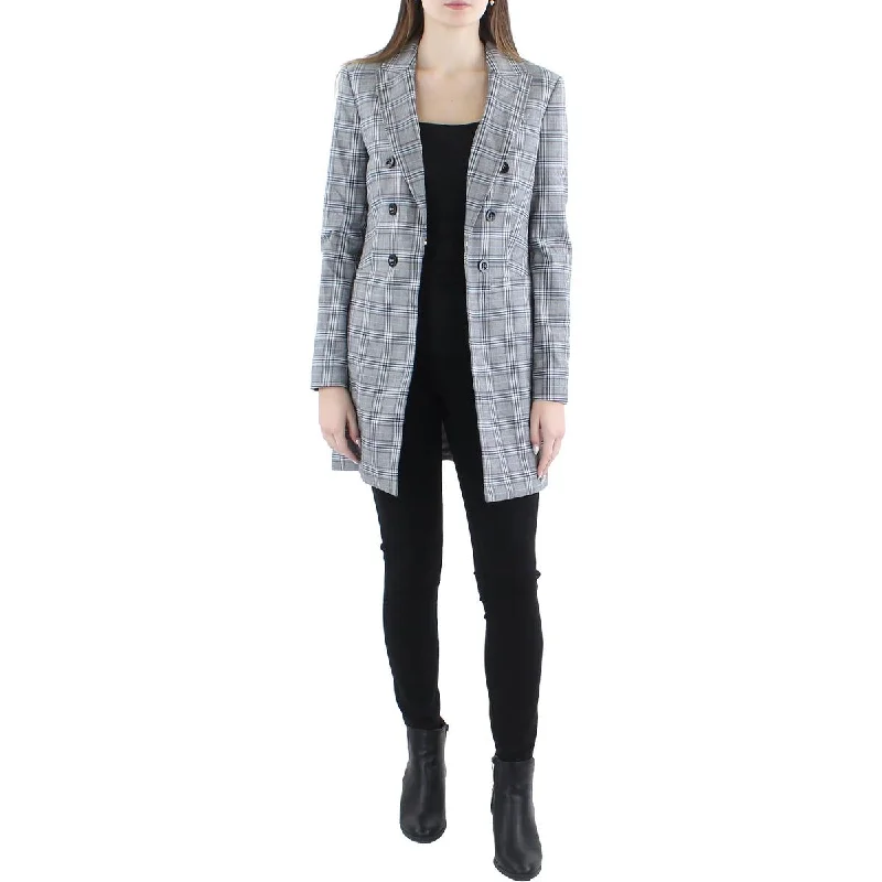 fashionable belted wool coat for women -Tommy Hilfiger Womens Plaid Suit Separate Double-Breasted Blazer