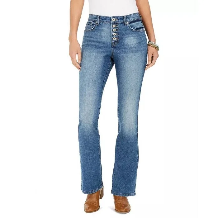 high-rise tapered jeans for women -Style & Co Women's Button Fly Boot Cut Jeans Blue Size 8