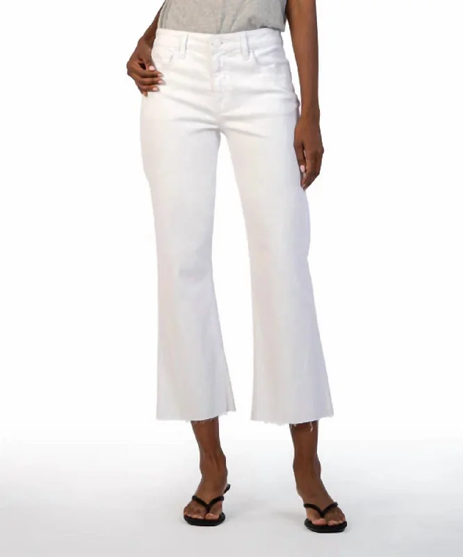 women's vintage flared jeans -Kelsey High Rise Ankle Flare Jean In Optic White