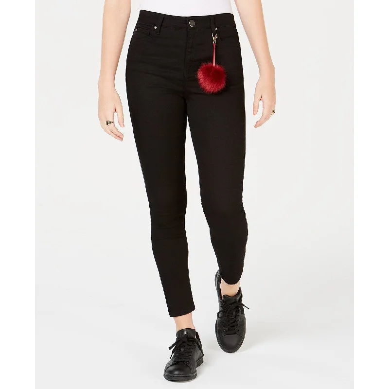 cropped kick-flare jeans for women -Tinseltown Juniors' High Rise Skinny Jeans Black Size 7