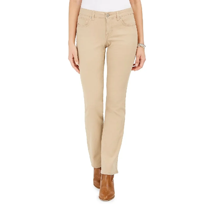 women's wide-leg denim trousers -Style & Co Women's Curvy Fit Bootcut Jeans Beige Size 14