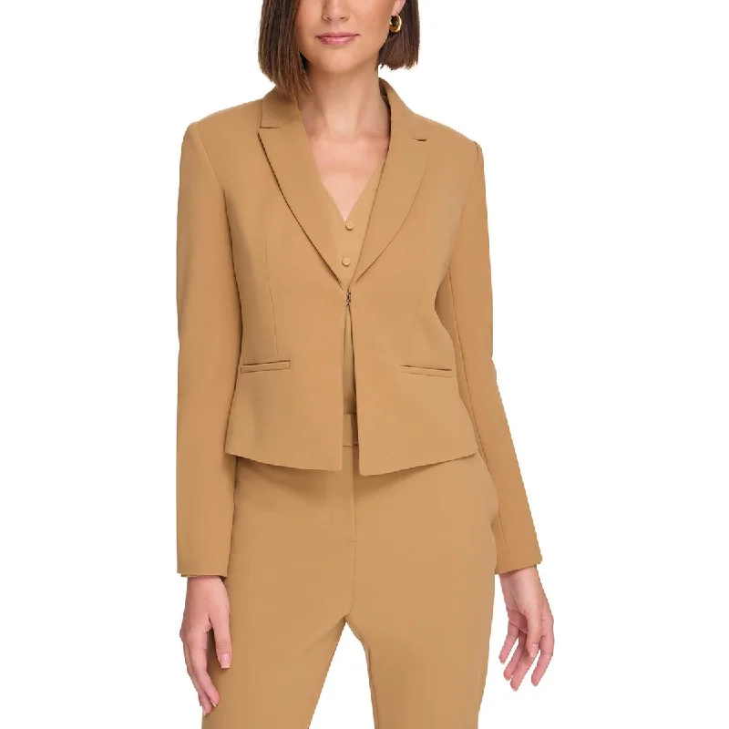 sustainable eco-friendly coat for women -Calvin Klein Womens Petites Collar Crepe Open-Front Blazer