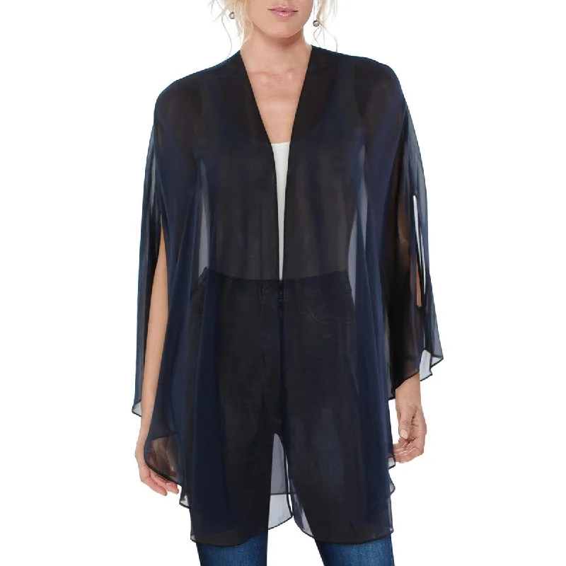 sporty track jacket for women -SLNY Womens Chiffon Sheer Duster Blazer