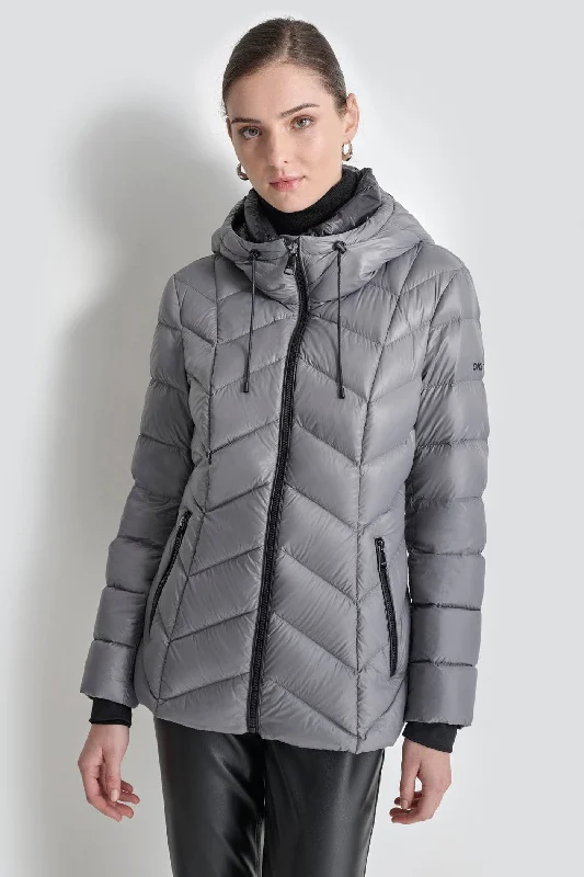 women's faux fur coat -DOWN FILLED SHORT PUFFER