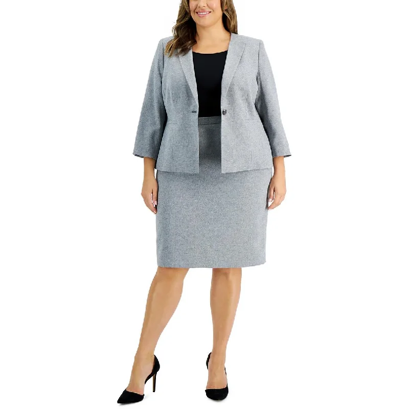 women's lightweight jacket -Le Suit Womens Plus Office Business One-Button Blazer