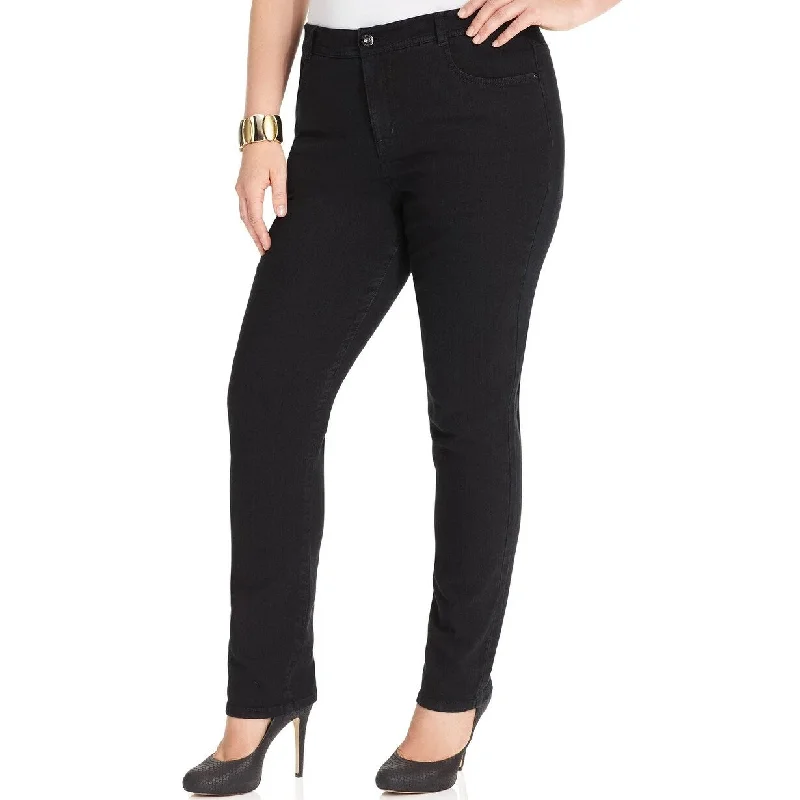 soft stretch denim leggings for women -Style & Co Women's Tummy-Control Slim-Leg Jeans Black Size 10