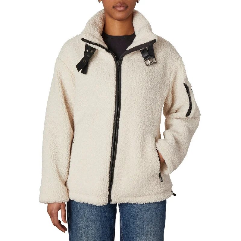 cozy teddy coat for ladies -Nicole Miller Boucle Jkt W/Pu Buckle Straps