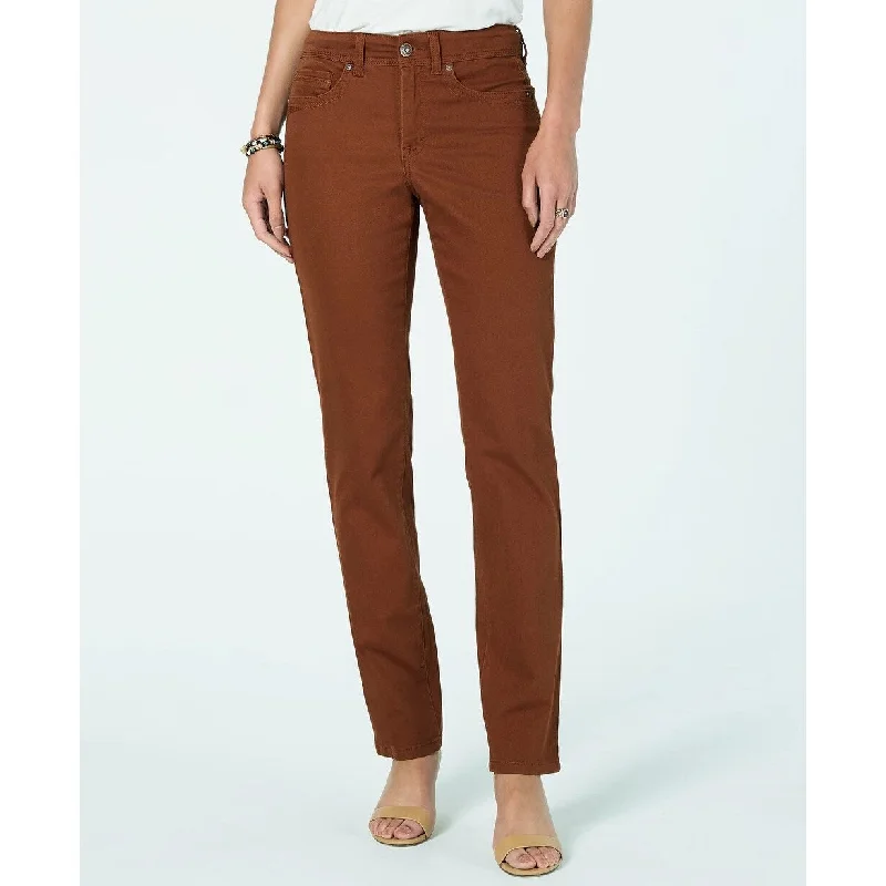 ladies' relaxed wide-leg denim -Style & Co Women's Tummy-Control Fashion Jeans Brown Size SQUARE 18