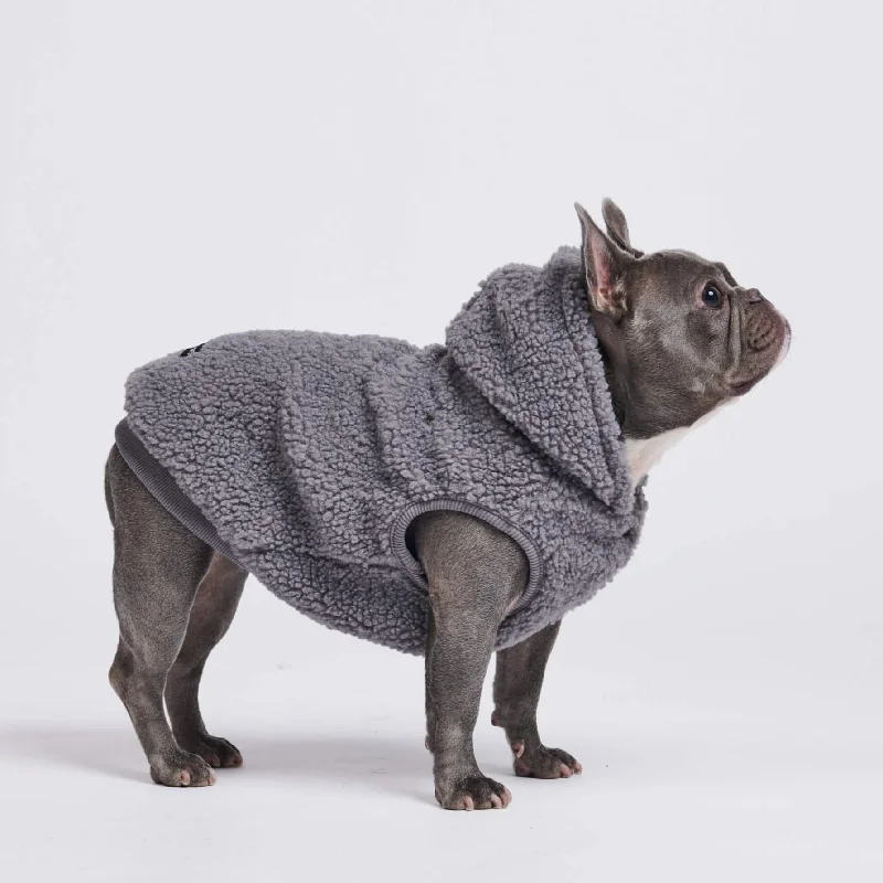 ladies' fleece zip-up jacket -Teddy Sherpa Dog Jacket - Grey