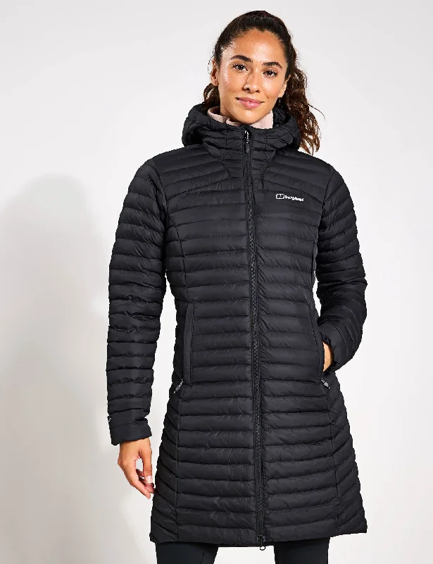 women's sherpa-lined jacket -Nula Micro Jacket Long - Black