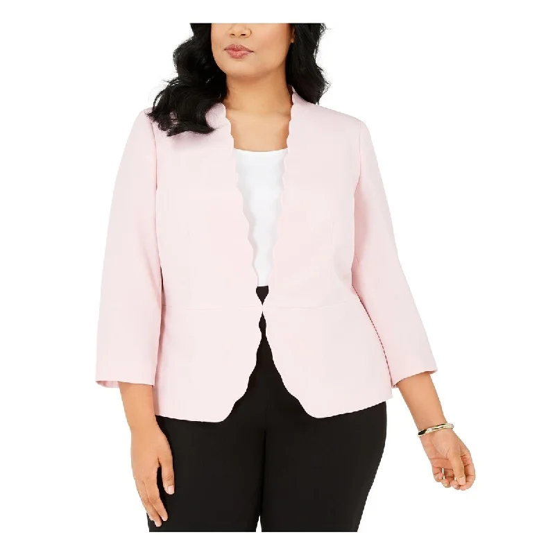 structured blazer jacket for women -Kasper Women's Petite Stretch Crepe Jacket Pink Size 10 P