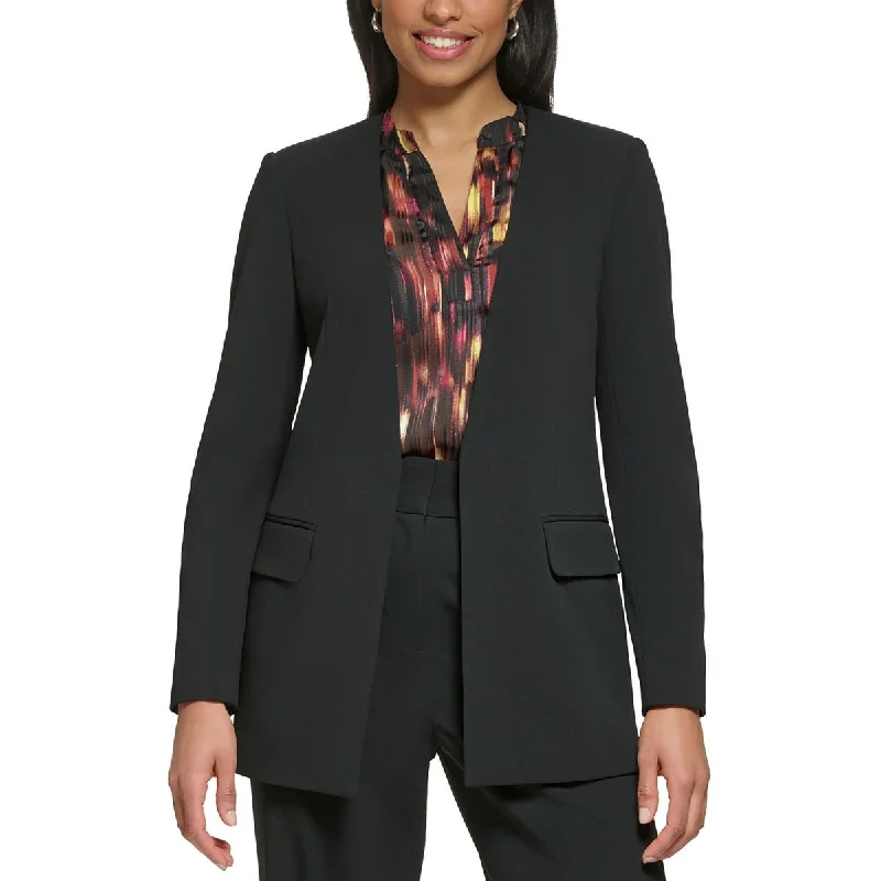 women's relaxed fit blazer -DKNY Womens Collarless Business Open-Front Blazer