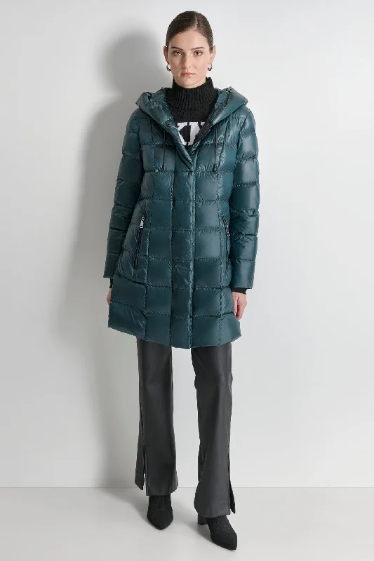 women's travel-friendly jacket -DOWN FILLED LONG PUFFER