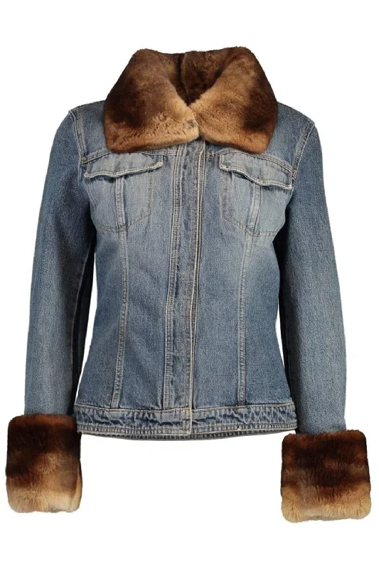 women's fur-trimmed parka -Jean Jacket with Fur Trim