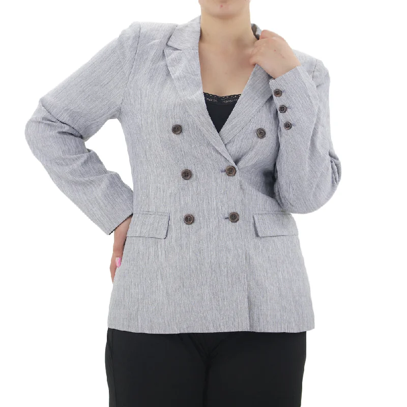 versatile trench coat for ladies -Women's Textured Formal Blazer,Grey