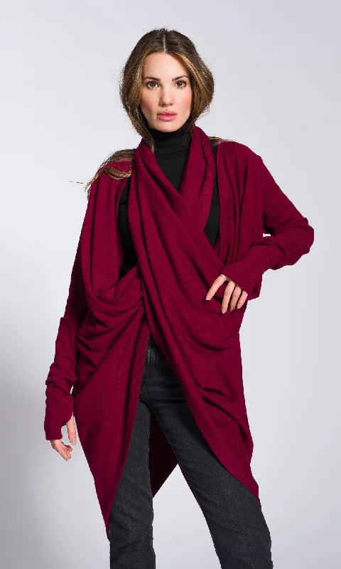 women's classic pea coat -Multi-Way Knit Poncho Cardigan