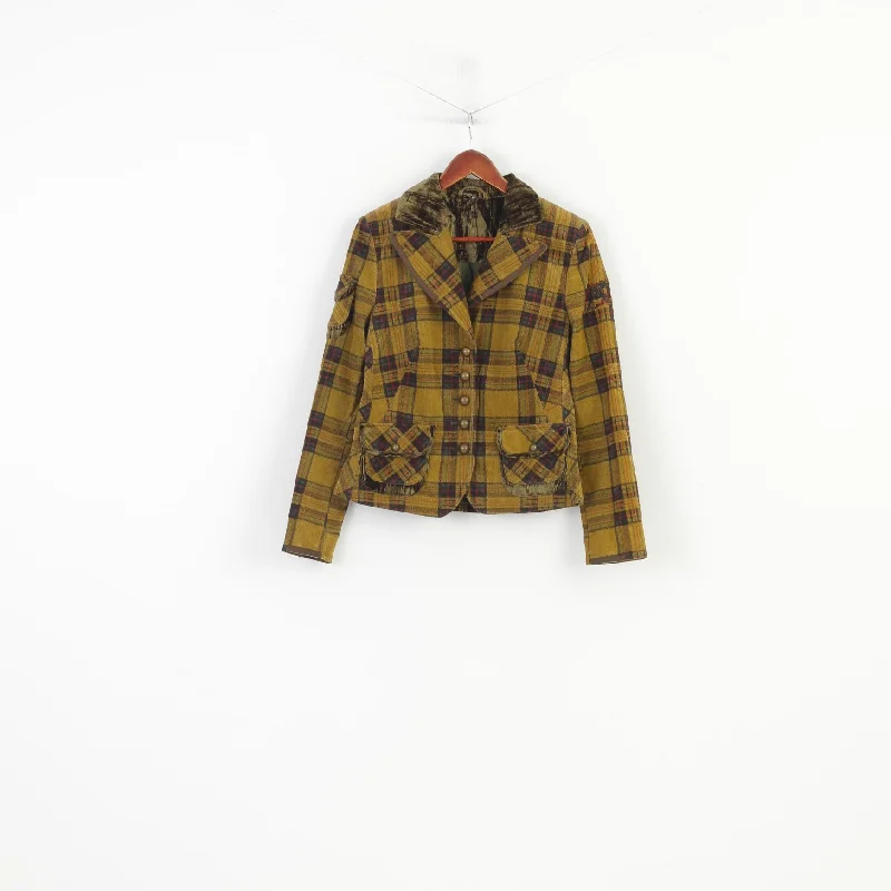 urban streetwear jacket for women -Vintage Women 40 S Blazer Green Checkered Cotton Country  Style Vintage Corduroy Jacket