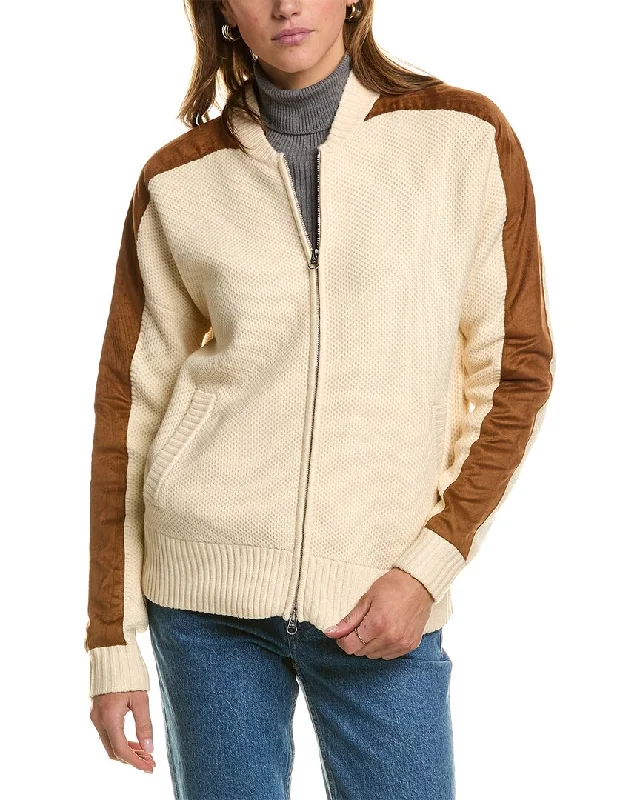 soft touch sherpa coat for women -Central Park West Bennet Bomber Jacket