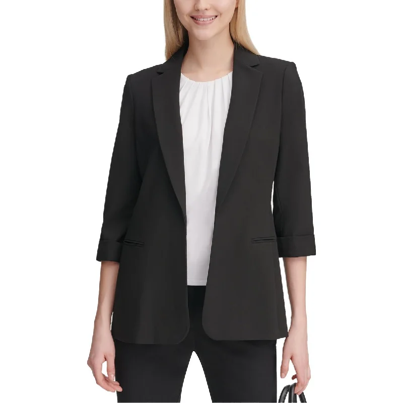 cropped wool blazer for women -Calvin Klein Womens Suit Separate Office Wear Open-Front Blazer