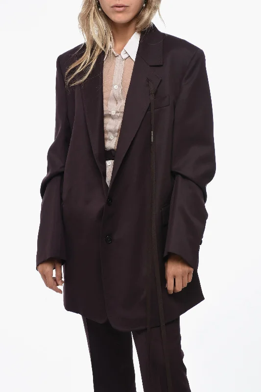 women's bohemian style kimono jacket -Ann Demeulemeester Belted JOSEFIN Coat With Flap Pockets