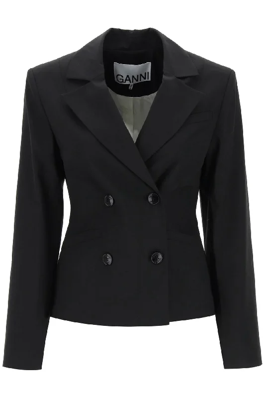 stylish fleece-lined coat for women -Ganni Women's Shaped Double-Breasted Jacket