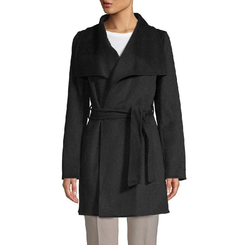 women's winter coat -T Tahari Women's Ella Lightweight Wool Wrap Coat Jacket, Black