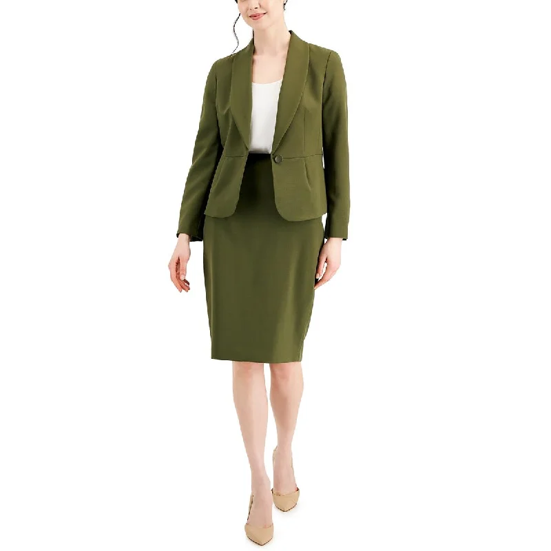 women's oversized corduroy jacket -Le Suit Womens Petites Shawl Collar Work One-Button Blazer