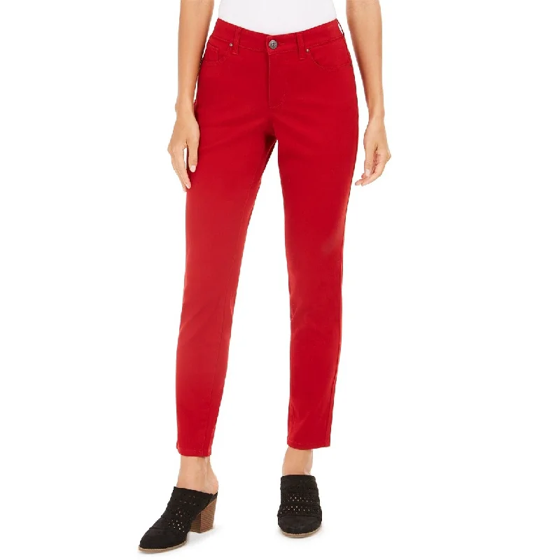 comfy pull-on stretch jeans for women -Style & Co Women's Curvy-Fit Skinny Fashion Jeans Red Size 4