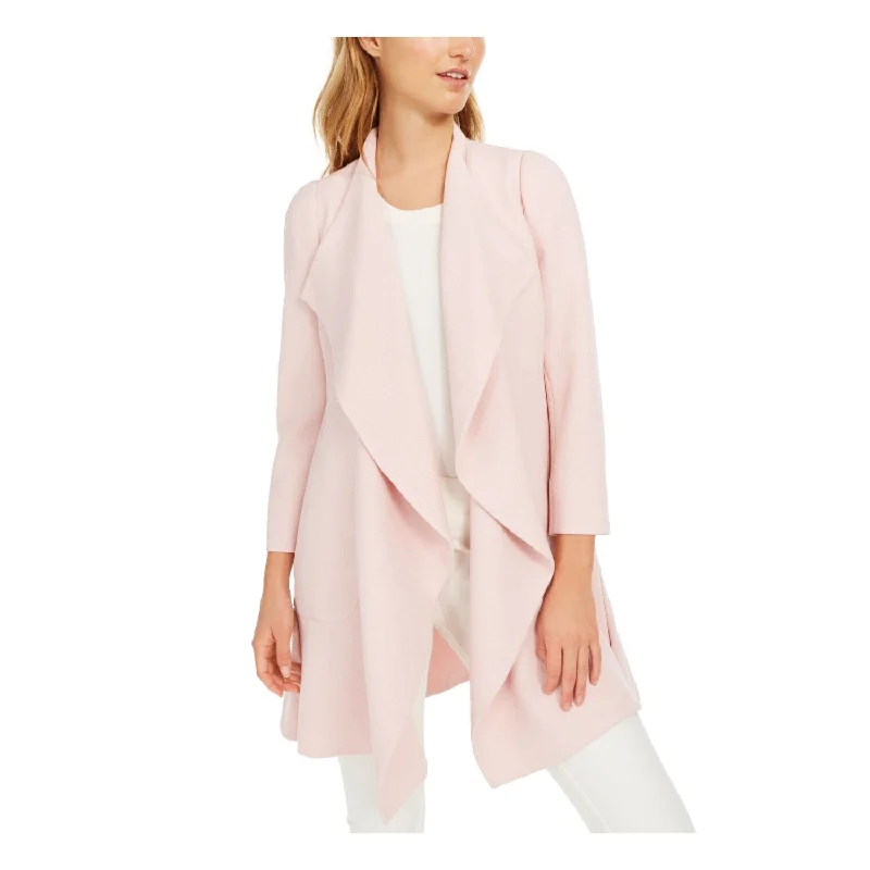 ladies' fleece zip-up jacket -Anne Klein Women's Drapey Open Front Jacket Pink