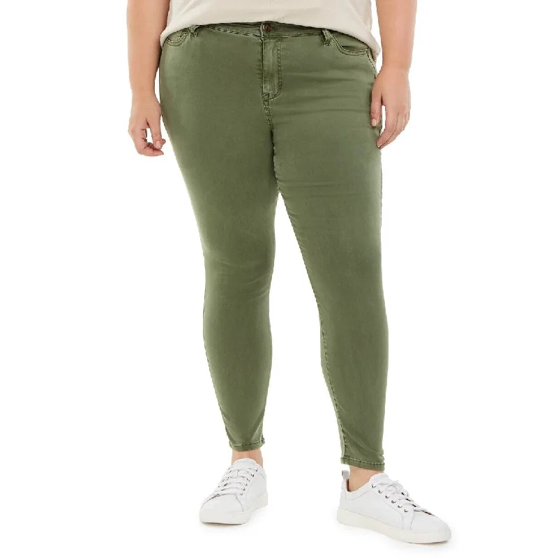 women's straight-leg denim pants -Celebrity Pink Women's Trendy Plus Skinny Ankle Jeans Green Size Petite Small - Petite Small