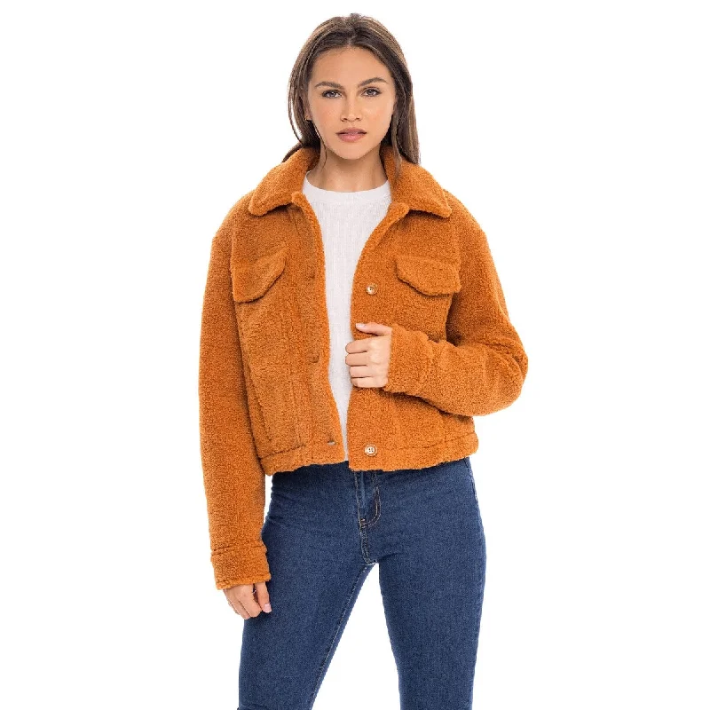 ladies' faux suede jacket -Sebby Teddy Faux Fur Jacket