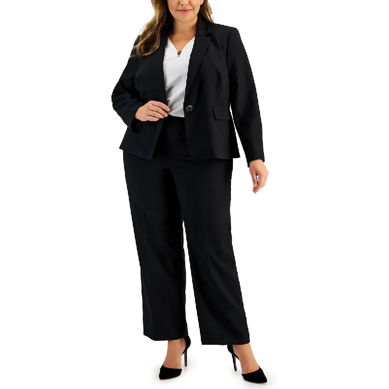 structured blazer jacket for women -Le Suit Womens Plus Solid  One-Button Blazer