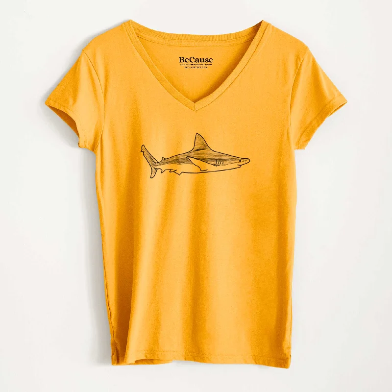 casual beach style short sleeve top -Silvertip Shark Side - Women's 100% Recycled V-neck