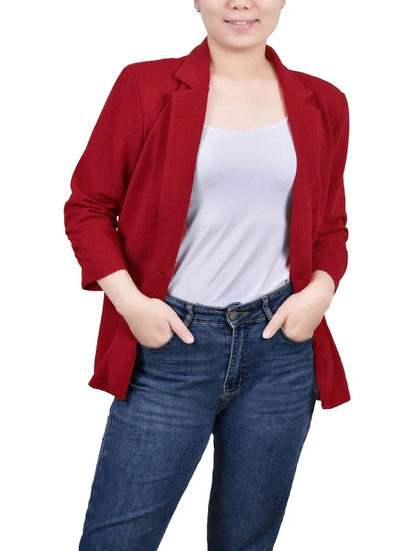 stylish longline coat for women -Women's Plain Blazer,Red