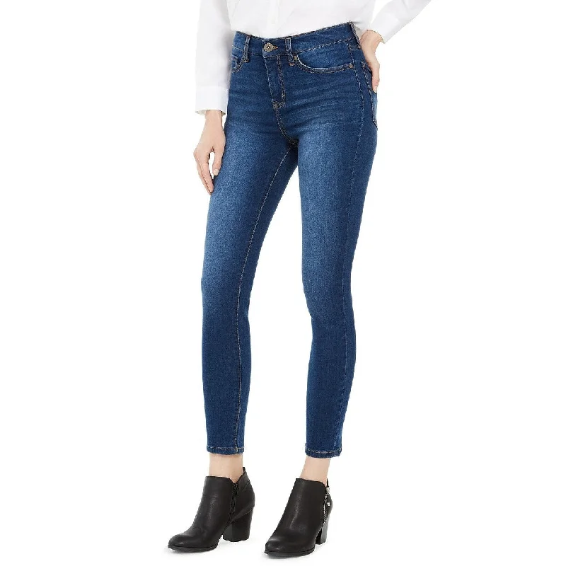 women's rolled hem cuff jeans -Style & Co Women's High-Rise Ankle Skinny Jeans Blue Size 14