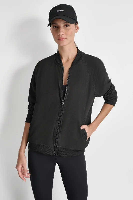 versatile trench coat for ladies -ZIP UP BOMBER JACKET