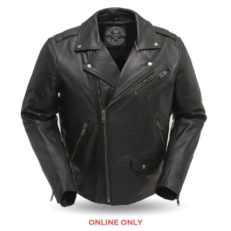 warm alpaca wool coat for ladies -The Enforcer Leather Motorcycle Jacket | The Alley