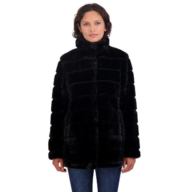 ladies' waterfall drape coat -Sebby Collection Women's Sheared 3/4 Coat