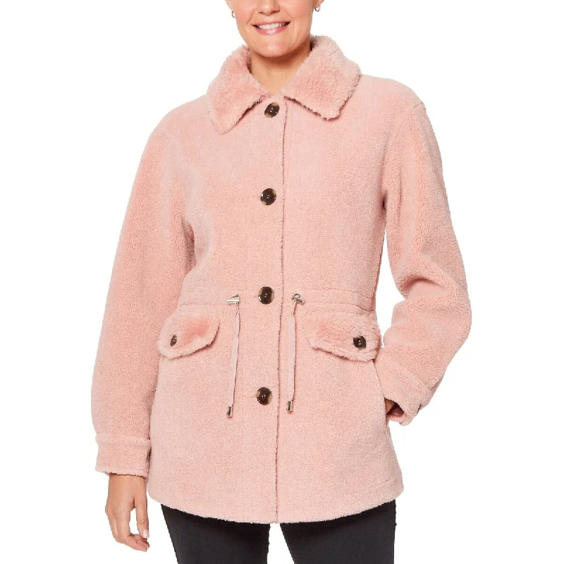 ladies' fleece zip-up jacket -Kate Spade New York Faux Fur Anorak Coat - Size XS