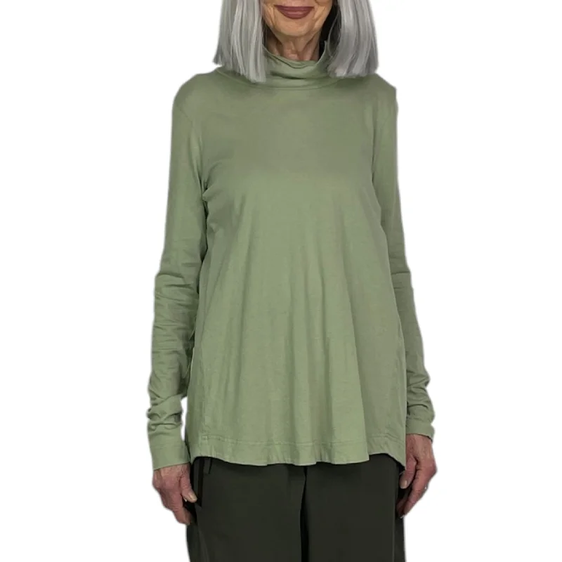 soft fabric short sleeve tops for women -A-LINE TURTLENECK TEE