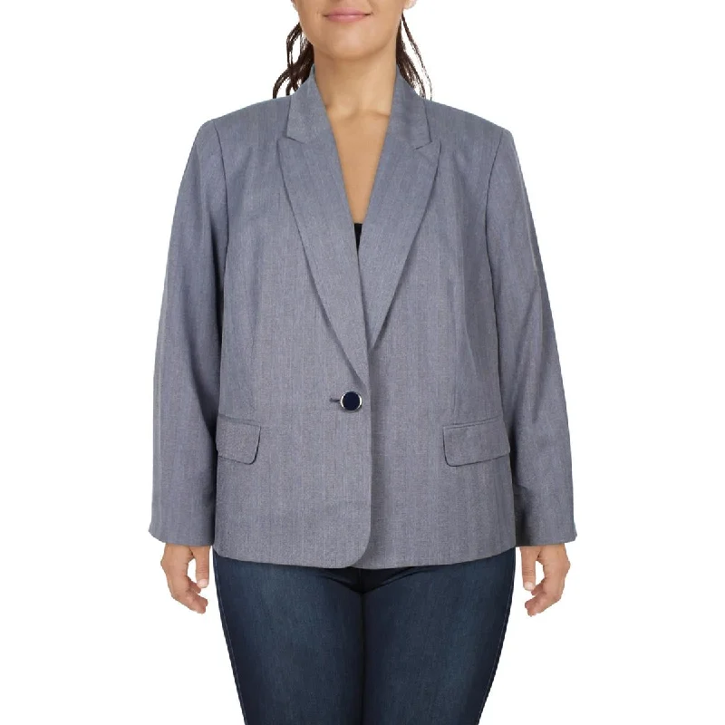 women's belted trench coat -Le Suit Womens Plus Pattern  One-Button Blazer