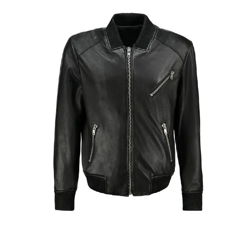 elegant long coat for women -Men American Bomber Leather Jacket