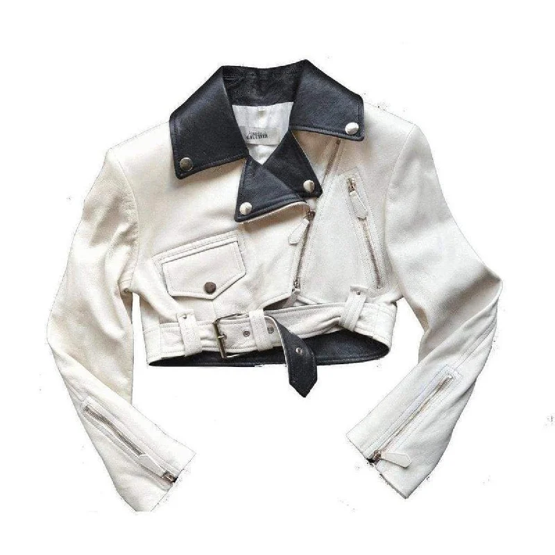 chic oversized blazer for women -Runway Leather Biker Jacket