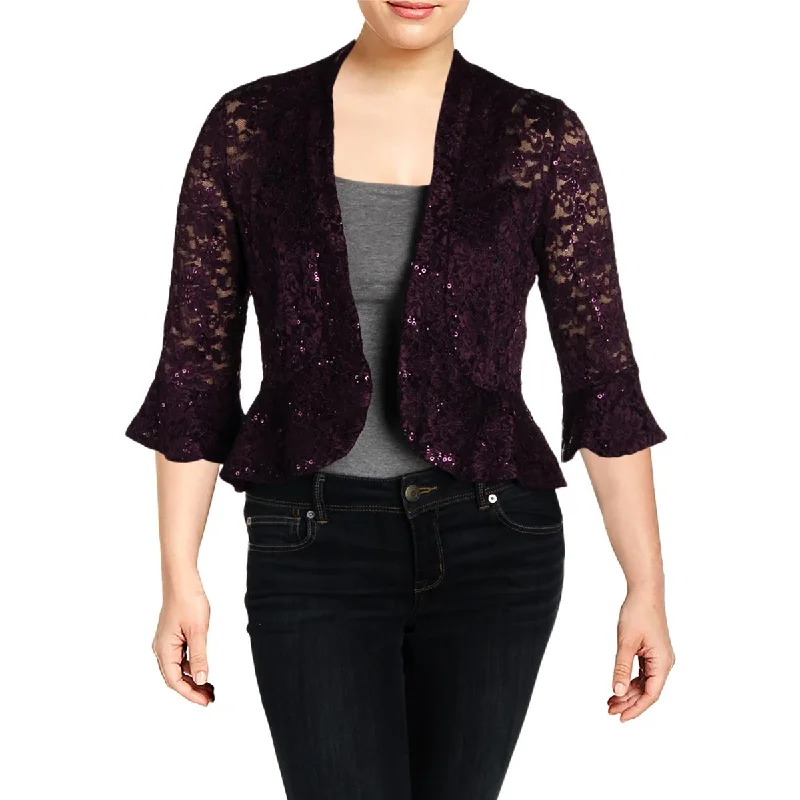 women's lightweight cargo jacket -R&M Richards Womens Lace Sequined Bolero