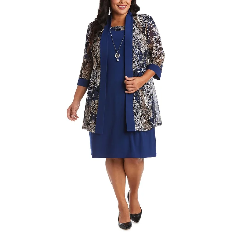 casual coats for women -R&M Richards Womens Plus Printed Cardigan Open-Front Blazer